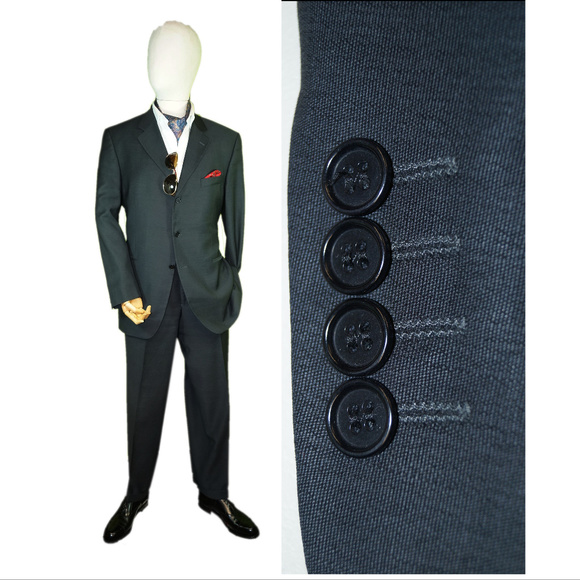PETER VAN HOLLAND 42L 34W CHARCOAL GRAY SUIT